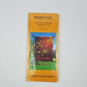 Garden Flag Meadow Creek Autumn Harvest Leaves Decorative Suede Fall Berries 18"